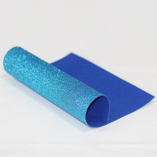Фетр жесткий корейский блестящий (27x35 см) цвет голубой