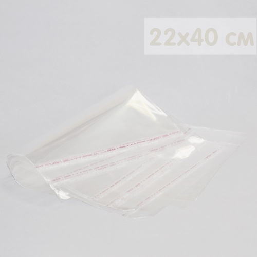 Пакеты с липкой лентой 100 шт (22х40 см) 30 мкр цвет прозрачный