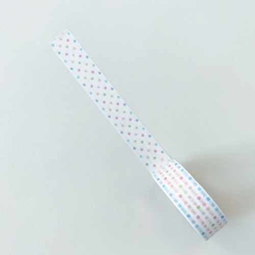 Клейкая лента (скотч бумажный) Кружки 1.5 см x 10 м цвет белый