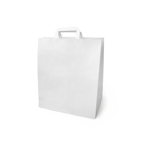 Бумажный крафт пакет с плоскими ручками (350x150x450 мм) цвет белый