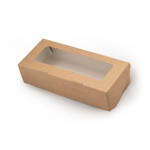 Коробка упаковочная с окошком (170х70х40 мм) самосборная цвет бурый