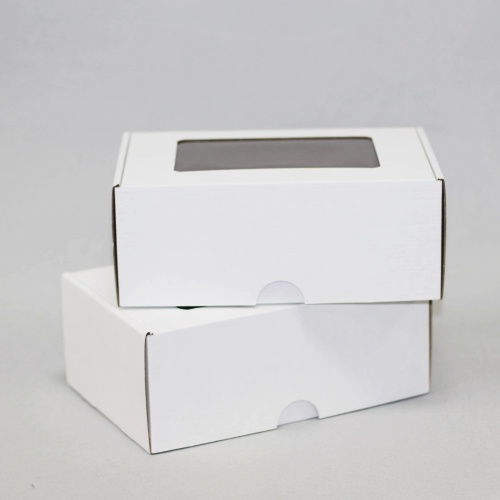 Коробка упаковочная с окошком (25х17х10 см) самосборная цвет белый 44
