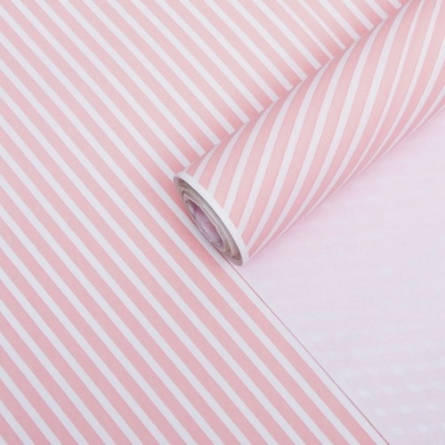 Бумага упаковочная крафт Розовые полосы (55 см x 10 м) цвет белый