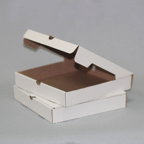 Коробка самосборная гофро (21х21х4 см) цвет белый (1)