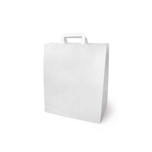 Бумажный крафт пакет с плоскими ручками (320x200x370 мм) цвет белый