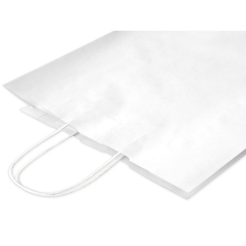 бумажный крафт пакет с кручеными ручками (350x150x450 мм) цвет белый