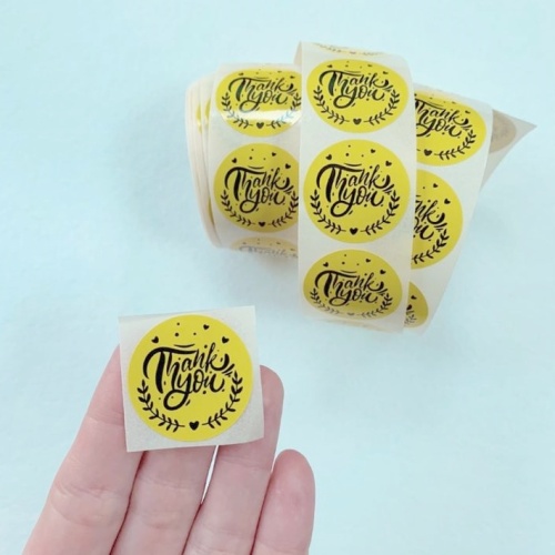 набор бумажных наклеек "thank you" (3 см) 10 шт цвет желтый