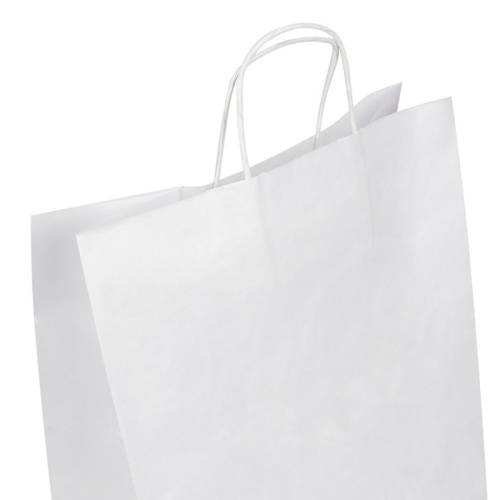 бумажный крафт пакет с кручеными ручками (320x180x370 мм) цвет белый