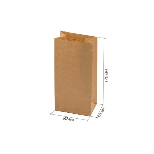 бумажный крафт пакет с прямоугольным дном 10 шт (80x50x170 мм) цвет бурый