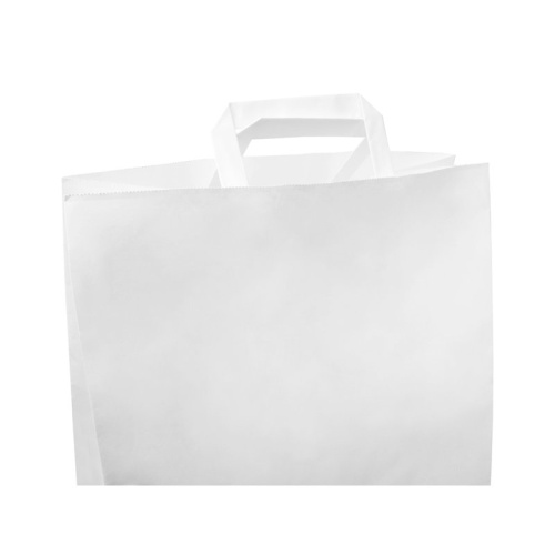 бумажный крафт пакет с плоскими ручками (320x200x370 мм) цвет белый