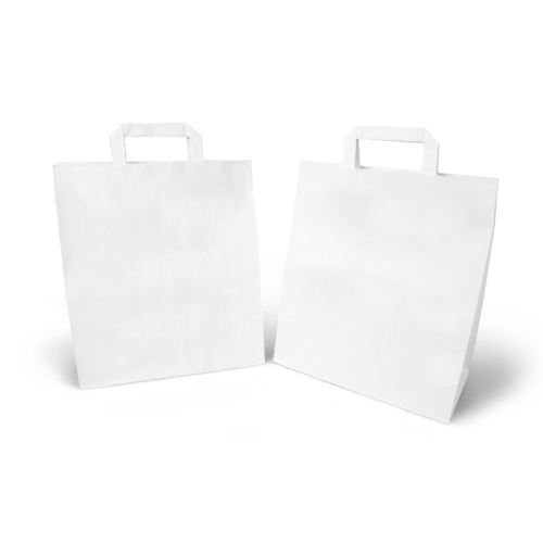 бумажный крафт пакет с плоскими ручками (280x150x320 мм) цвет белый