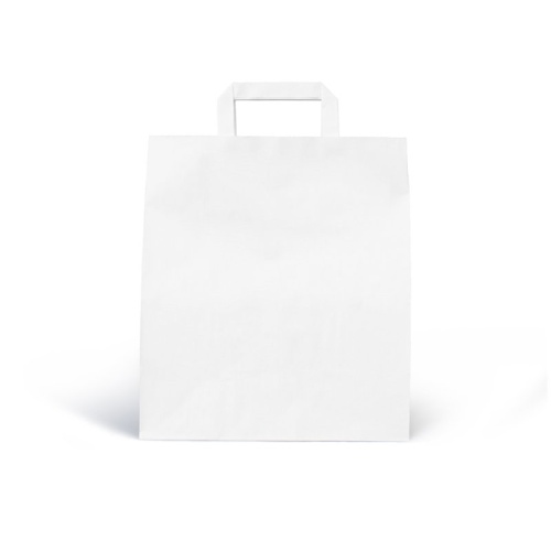 бумажный крафт пакет с плоскими ручками (280x150x320 мм) цвет белый