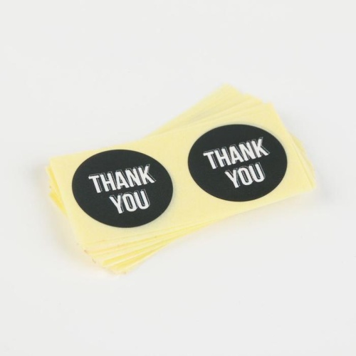 набор бумажных наклеек "thank you" (2x2 см) 50 шт цвет черный