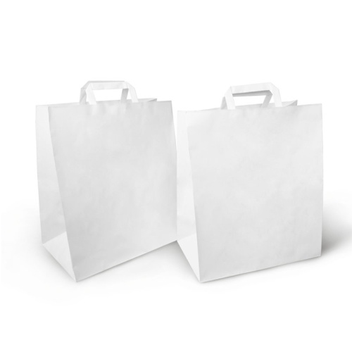 бумажный крафт пакет с плоскими ручками (350x150x450 мм) цвет белый