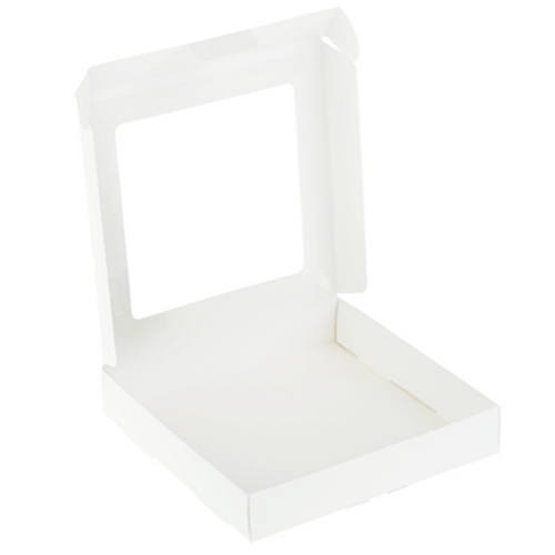 коробка упаковочная с окошком (16х16х3 см) самосборная цвет белый