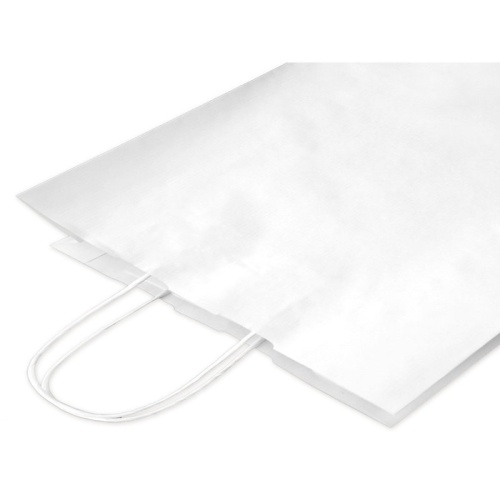 бумажный крафт пакет с кручеными ручками (26x15x35 см) цвет белый
