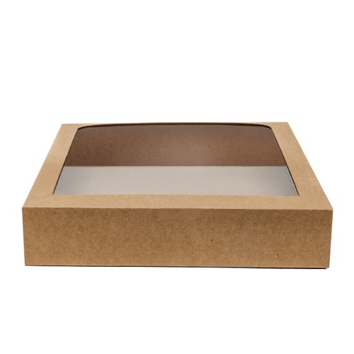 коробка упаковочная с окошком (15х15х4 см) самосборная цвет бурый
