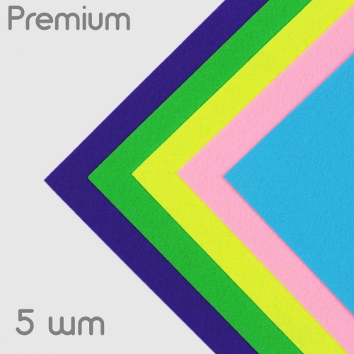 набор из жесткого корейского фетра "ассорти 1" 5 цветов (27x30 см) цвет ассорти