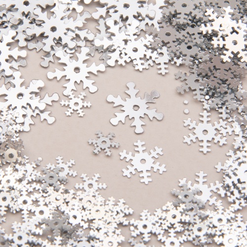пайетки снежинки zlatka 15 г (7, 10, 13 мм) цвет серебряный