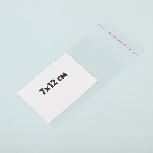пакеты с липкой лентой 100 шт ( 7х12 см ) 30 мкр цвет прозрачный