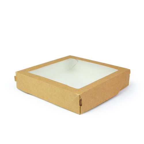 коробка упаковочная с окошком (20х20х4.5 см) самосборная цвет бурый