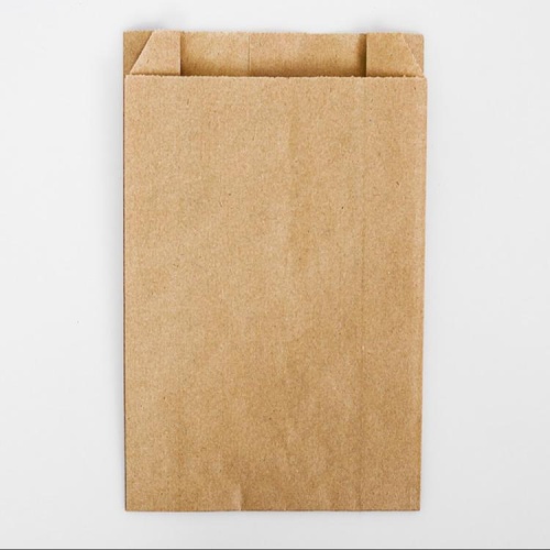 бумажный крафт пакет с плоским дном 10 шт (22x14x6 см) цвет бурый