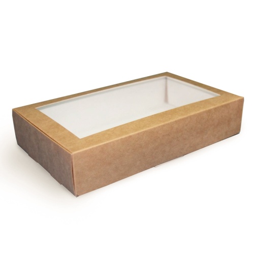 коробка упаковочная с окошком (25х15х5 см) самосборная цвет бурый