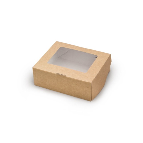 коробка упаковочная с окошком (10х8х3.5 см) самосборная цвет бурый