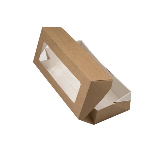 коробка упаковочная с окошком (17х7х4 см) самосборная цвет бурый