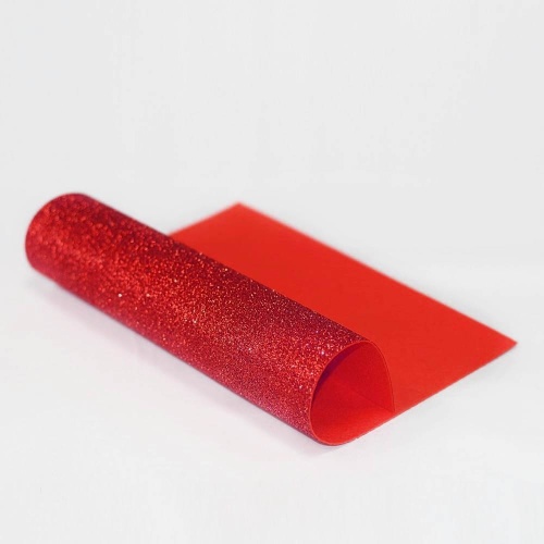 Фетр жесткий корейский блестящий (27x35 см) цвет красный