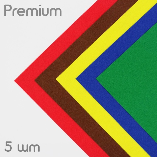 набор из мягкого корейского фетра "ассорти 3" 5 цветов (27x30 см) цвет ассорти